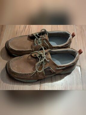 Man's Boat Shoes 10528695 Sperry Sea Kite Sport Moc Size 12M Tan Leather